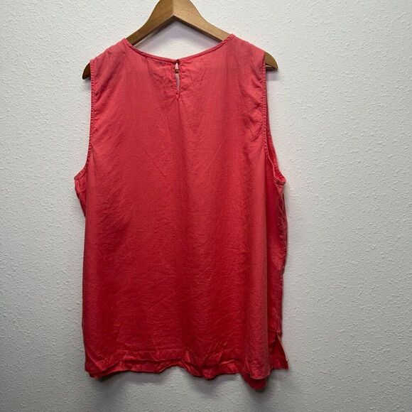 Coral Bay Womens Sleeveless Top Crochet Collar‎ Coral Linen Rayon Size 3X - Picture 6 of 12